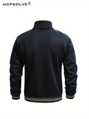 Men's Sports Suit with Striped Stand Collar Jacket & Active Pants