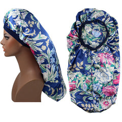 Silk Long Hair Wrap Printed Bonnet Sleep Cap