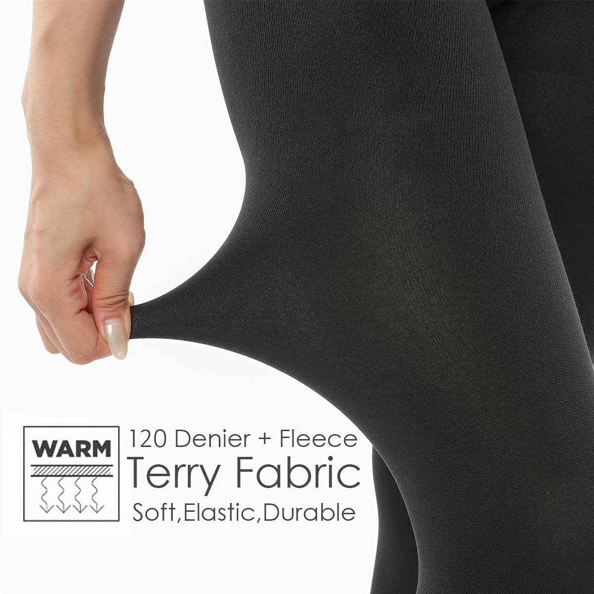 2 Pack Plush Lined Tights Opaque High Waist Thermal Elastic Leggings