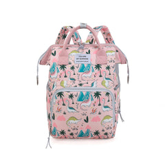 Spacious Pink/Gray Diaper Backpack with Pockets