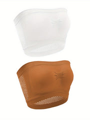 2 Pack Plus Size Sports Tube Bra Set Breathable Mesh Chest Wrap 2pcs Set