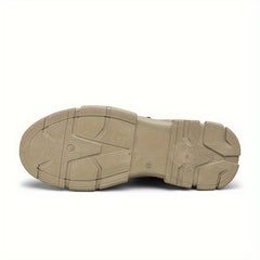 Men's Solid PU Leather Ankle Boots with Rotary Buckle