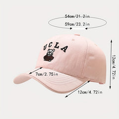 Bear Embroidered Baseball Cap Cotton Casual Sunshade Dad Hat