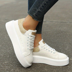 Colorblock Platform Sneakers Casual Lace Up Walking Shoes