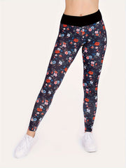 Colorblock Floral Print Fitness Leggings
