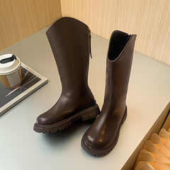 Casual Solid Zipper Boots for Girls Wear Resistant Non-Slip Boots