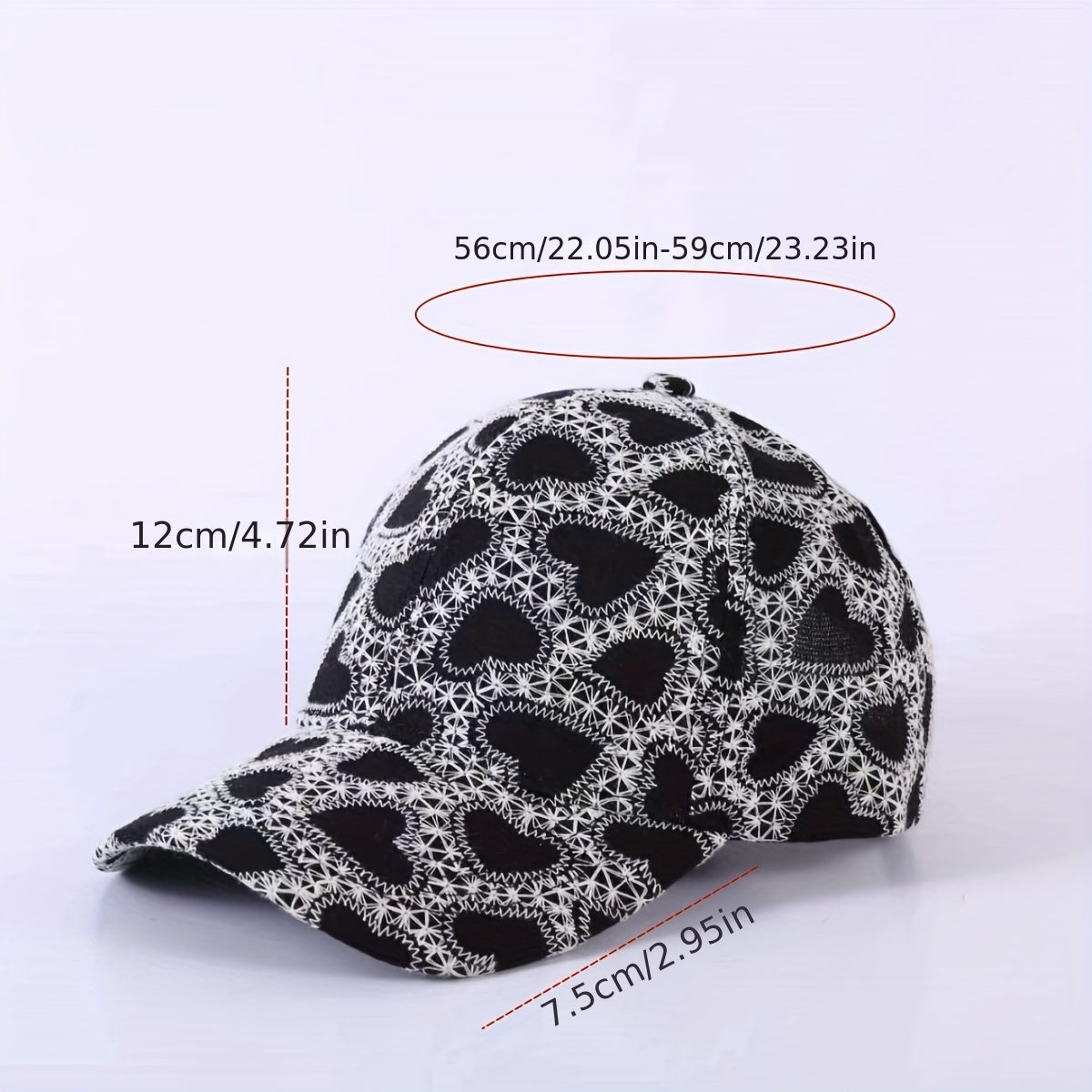 Women's Heart Rhombus Embroidery Baseball Cap Lightweight Sun Hat