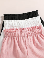3pcs Toddler Girls Paperbag Waist Shorts Set