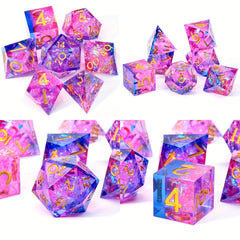 Dragon Eye Resin Dice Set 7pcs Polyhedral Dice Halloween Decoration