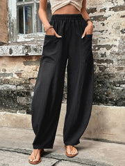 High Waist Wide Leg Pants Solid Casual Pants For Fall & Spring