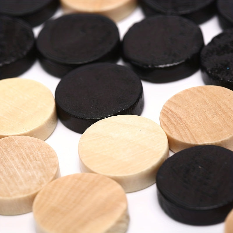 30pcs Wooden Checkers Set with 2 Dices Chess Piece Game Entertainment