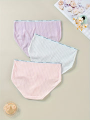 3 Pack Plus Size Panties Set Women's Plus Ribbed Knit High Waisted Briefs
