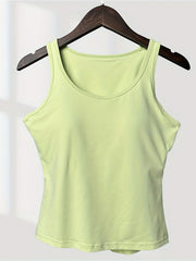 Women's Padded Sports Tank Top Workout Running Fitness Yoga Sleeveless Shirts