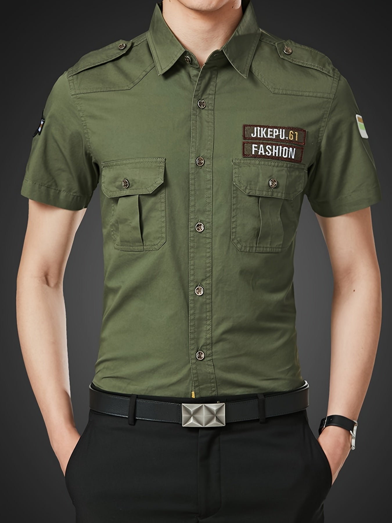Men's Cotton Slim Fit Short Sleeve Shirt