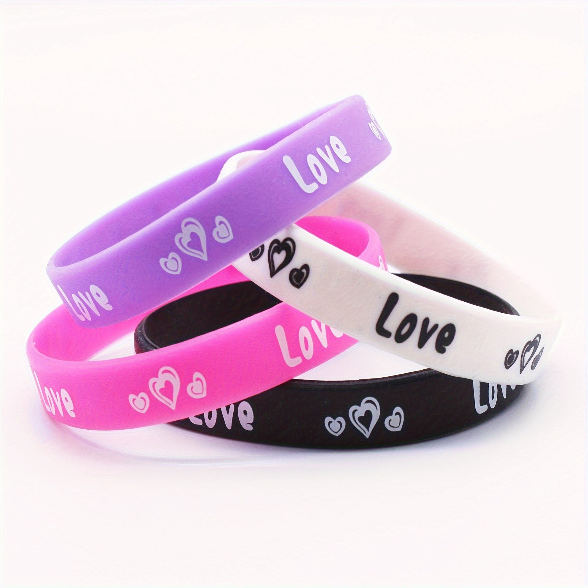 4Pcs Love Heart Silicone Bracelet Couple Bracelet Women Rubber Sports Wristband