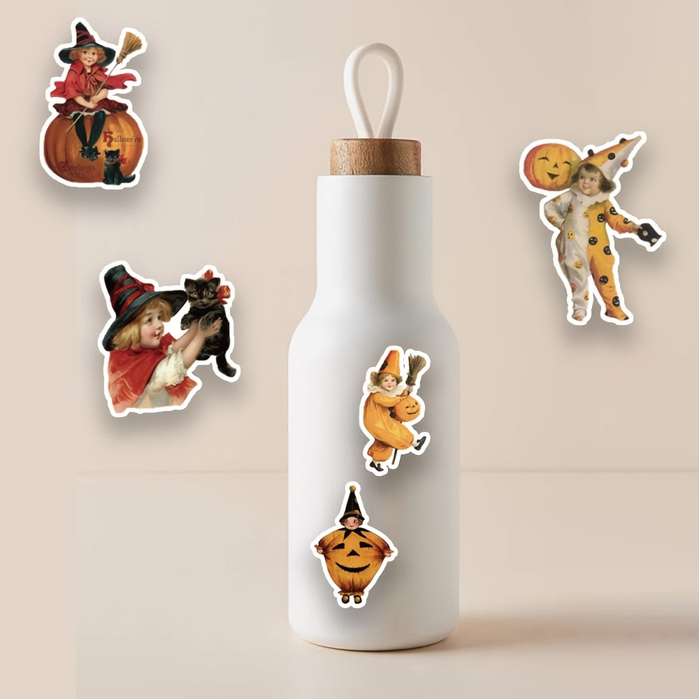 50pcs Halloween Pumpkin Witch Stickers for DIY Crafts