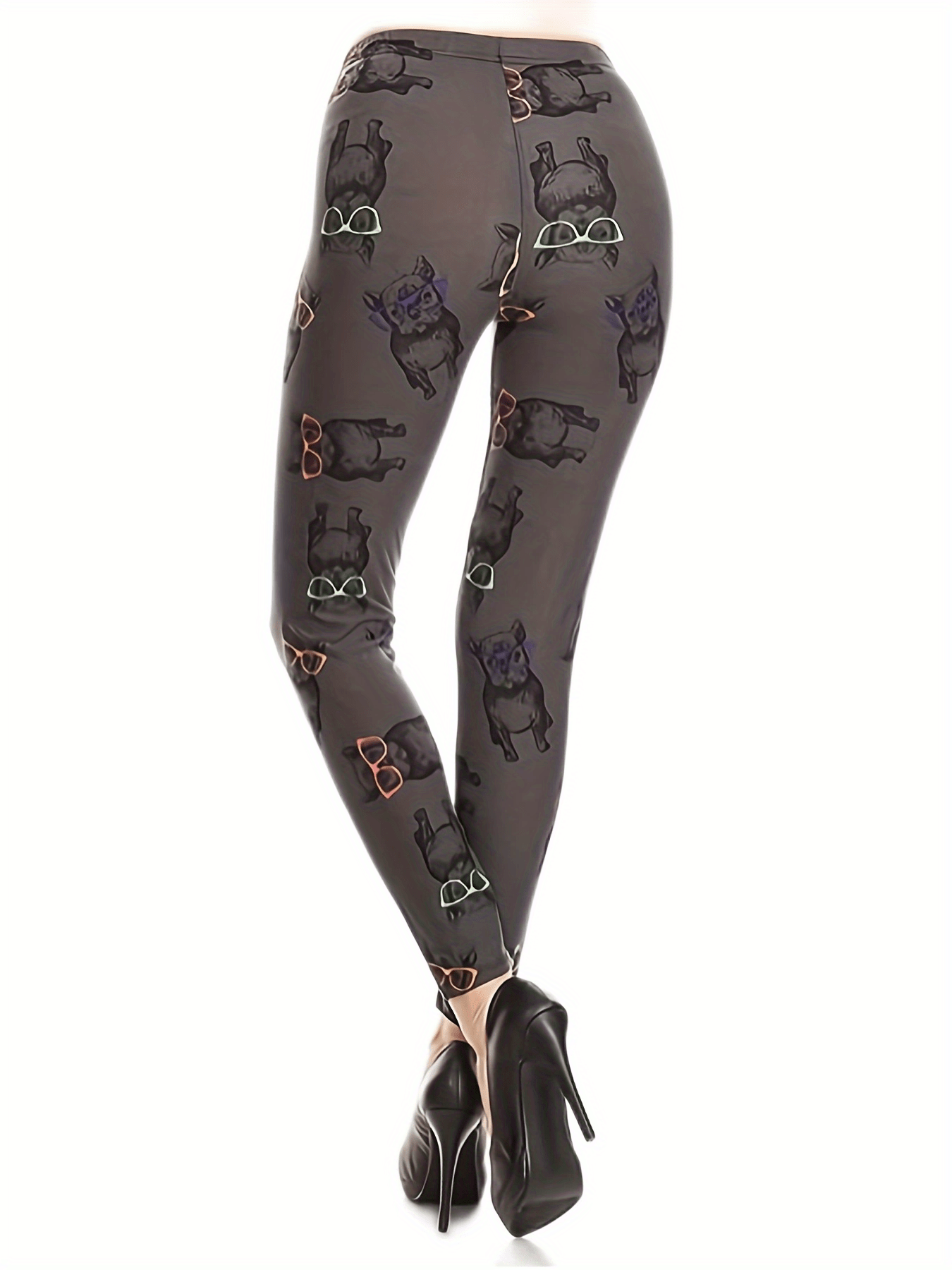 Women's Plus Puppy Print High Rise Leggings