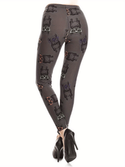 Women's Plus Puppy Print High Rise Leggings