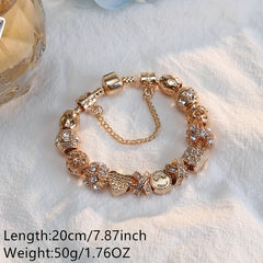 Women's Happy Face Gold Bracelet with Heart Pendant