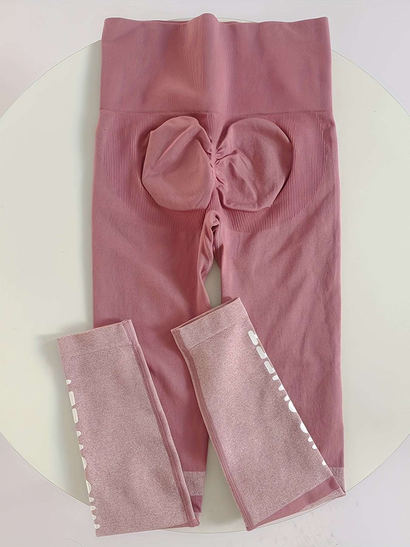 High Waist Letter Pattern Sports Leggings High Stretch Striped Detail