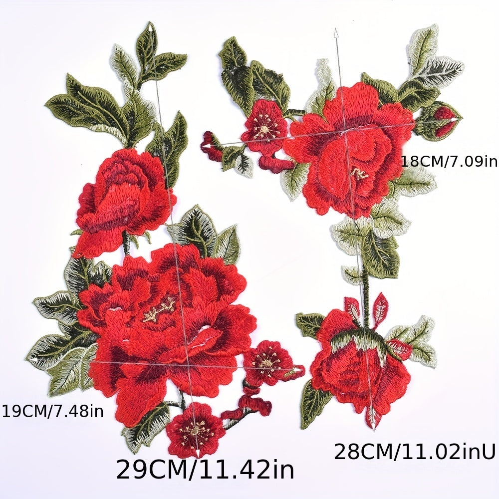 Flower Embroidery Applique 3D Symmetrical Sew On Patches F