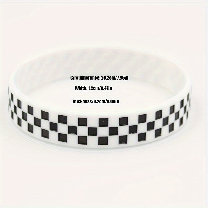 2pcs Checkerboard Pattern Silicone Bracelet Racing Wristband
