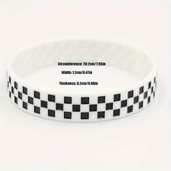 2pcs Checkerboard Pattern Silicone Bracelet Racing Wristband
