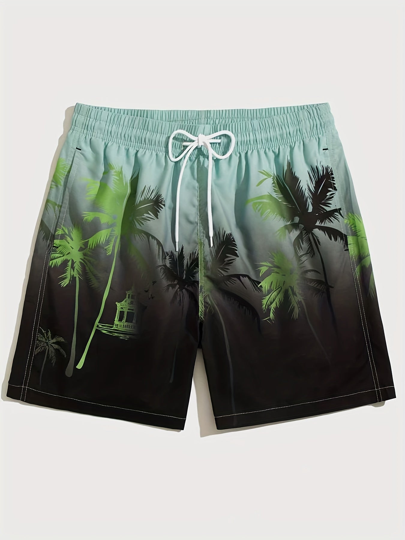 Palm Trees Gradient Print Quick dry Men's Swim Trunks