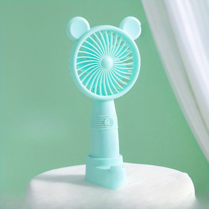 USB Charging Handheld Fan with Mobile Phone Stand Holder Cartoon Shape