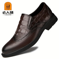 LAORENTOU Men's Brogue Carved Derby Shoes Pointed Toe Wingtip Oxfords