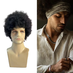 Short Afro Curly Men Wig 70s Party Hair