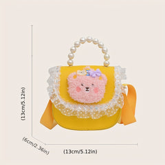 Kids Cartoon Messenger Bag Girls Faux Pearl Shoulder Handbag