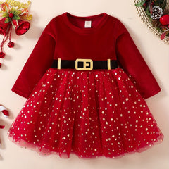 Toddler Girls Christmas Outfit Long Sleeve Tutu Dress