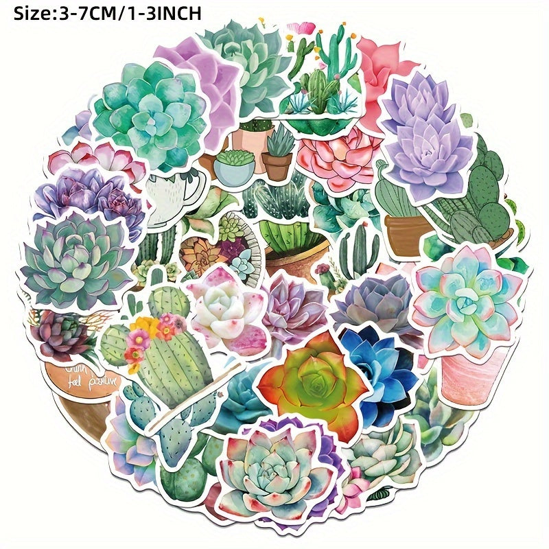 50pcs Plant Series Graffiti Stickers Waterproof DIY Handbook Sticker Pack