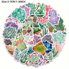 50pcs Plant Series Graffiti Stickers Waterproof DIY Handbook Sticker Pack