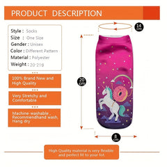 4 Pairs Unicorn Pattern Socks & Lightweight Low Cut Socks Women's Stockings