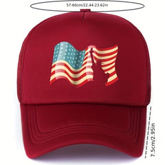 Unisex Sunshade Baseball Cap with American Flag Embroidery