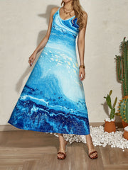 Graphic Print Maxi Dress Sleeveless Women's Clothing