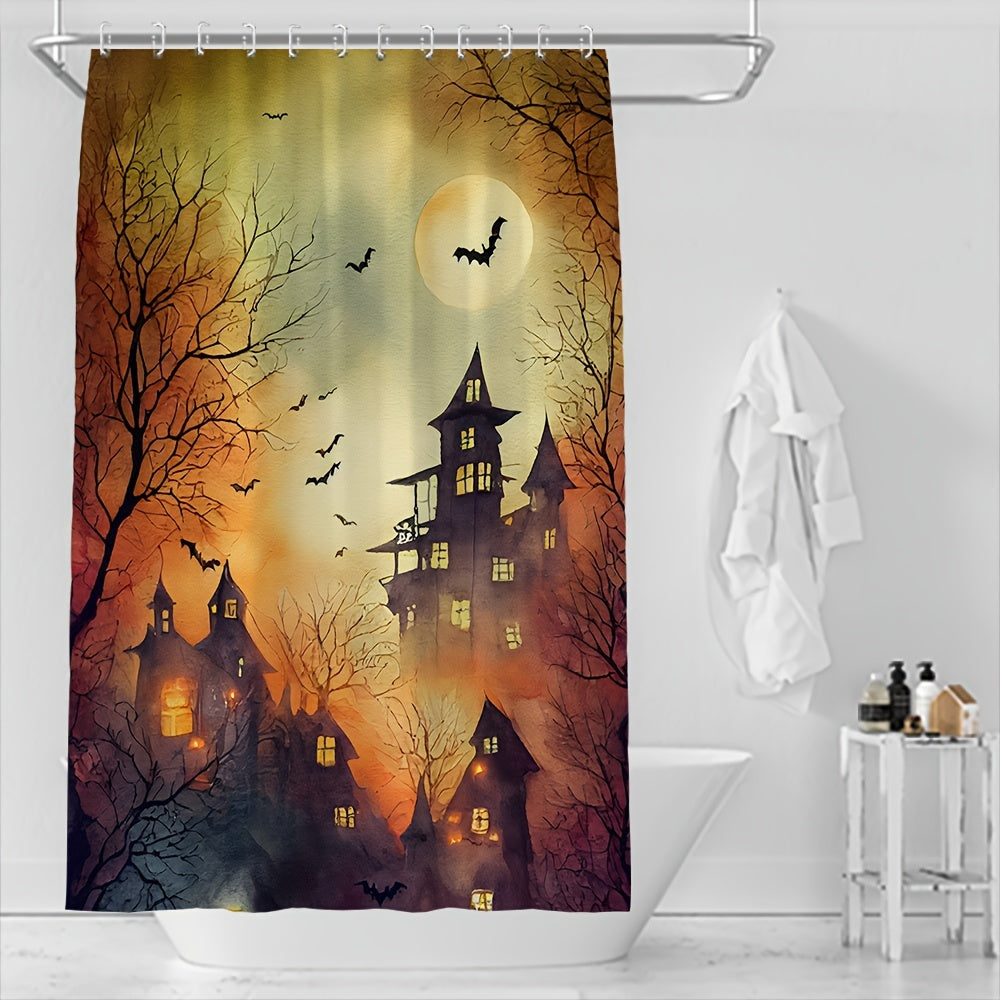 Halloween Castle Bats Shower Curtain