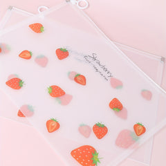 Strawberry Patterned Clear Document Bag