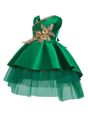 Girls Mesh Patchwork Princess Dress for Christmas Evening Party