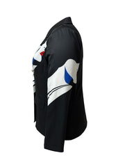Abstract Face Print Slim Fit Blazer