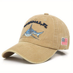 Shark Embroidery Baseball Cap Vintage Washed Adjustable Dad Hats