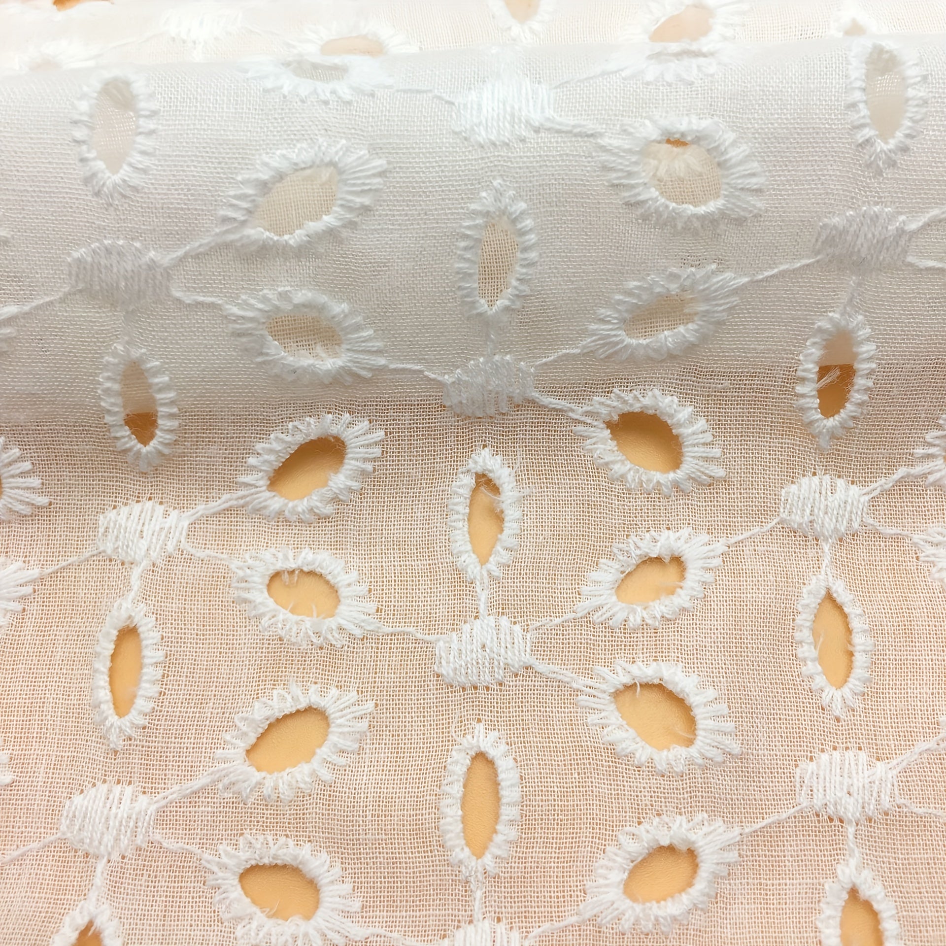 1m Cotton Bottom Cloth Embroidery Fabric Hollow Lace Punch Dress Embroidery
