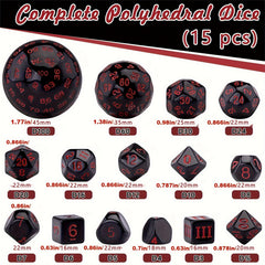 15pcs Polyhedral Dice Set With Flannelette Drawstring Storage Bag