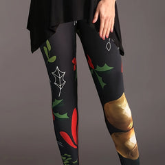 Casual Floral Print Leggings Elastic Stretch