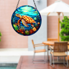Sea Plant Turtle Fish Stained Acrylic Window Hanging Suncatcher