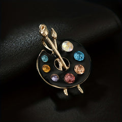 Colorful Soft Enamel Draw Palette Brooch Rhinestone Pin