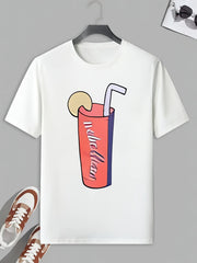 Men's Cartoon Drink Pattern T shirt Active Slightly Stretch Breathable Tee