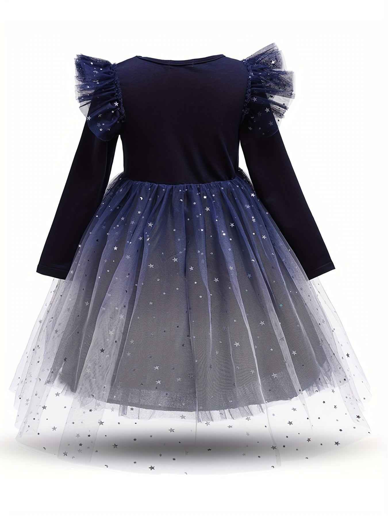 Girls' Starry Sky Princess Dress Long Sleeve Fairy Dress Christmas Tutu
